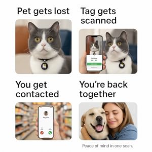 pet tag Super Durable & Waterproof Smart QR Technology No Subscriptions or Batteries Personalized
