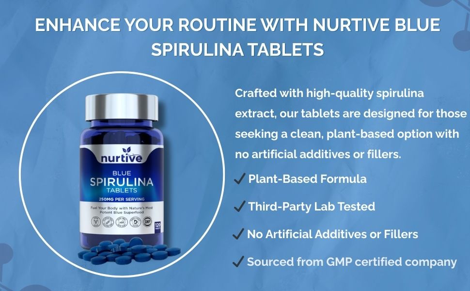 Nurtive Blue Spirulina Tablets - 250mg - Main A+