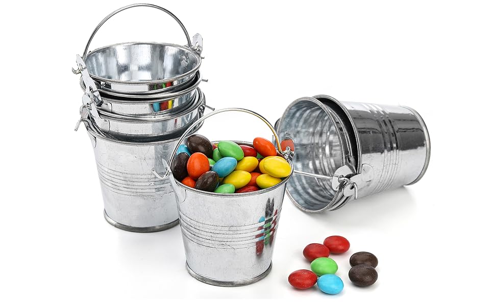 Frcctre 30 Pack Mini Metal Buckets, 2" Galvanized Metal