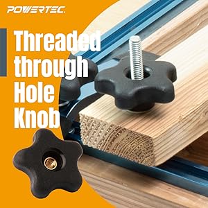 Amazon.com: POWERTEC 71070 T Track Knob Kit w/ 5 Star Knob