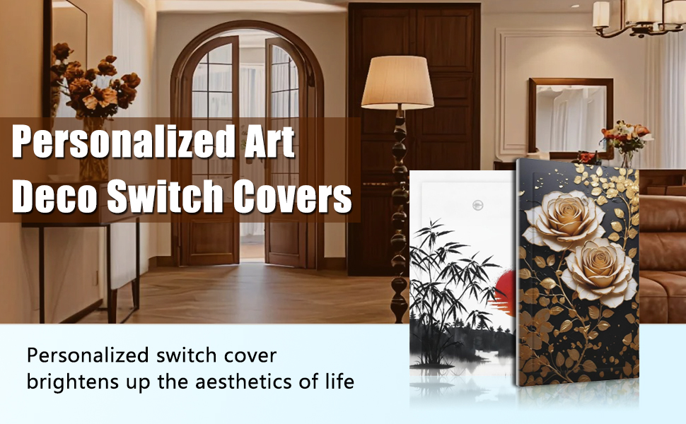 WUYOCHA Decorative Outlet Covers Boho Blue Flowers Rustic Beige