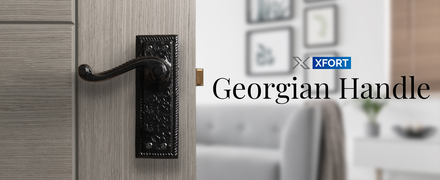 XFORT Bathroom Door Handle Set, Matt Black Interior Door