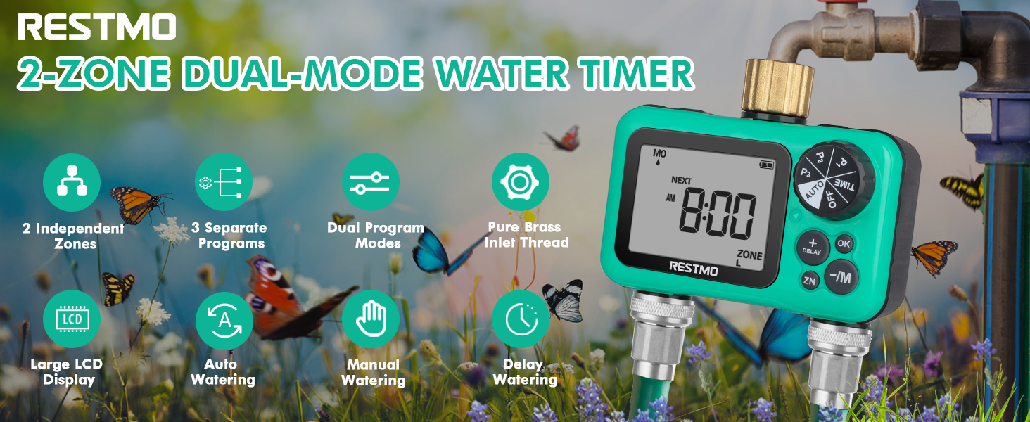 2 zone sprinkler timer
