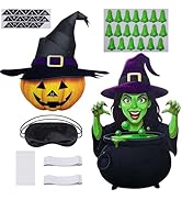 Shupakul 2 Set of Felt Halloween Pin The Nose Party Games, Pin The Nose on The Witch and Pumkin, ...
