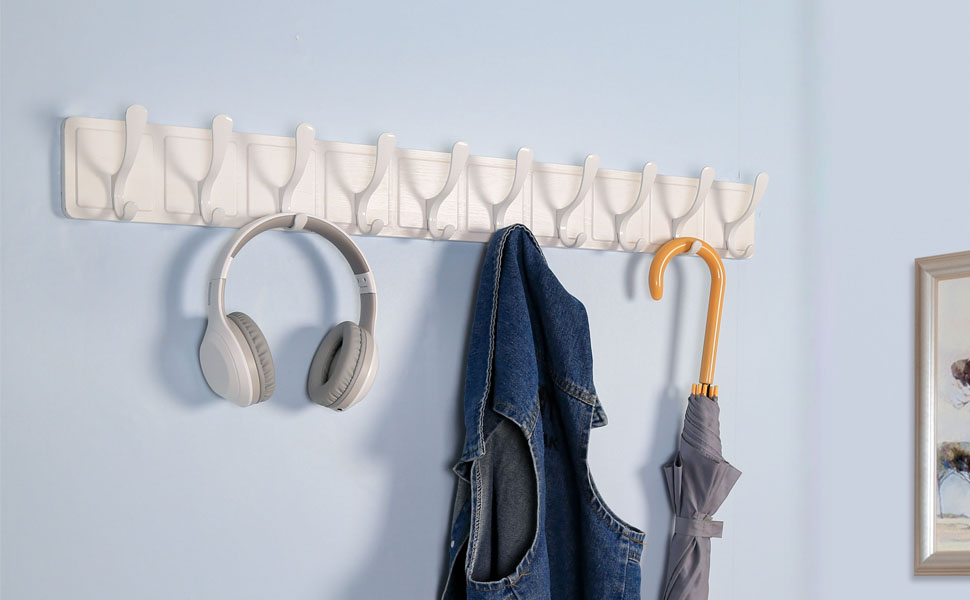 SKOLOO Coat Rack Wall Mount ScandiStyle Wooden Carved