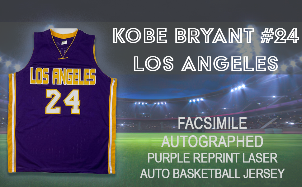 Facsimile Autographed Kobe Bryant #24 Los Angeles LA Purple Reprint Laser Auto Basketball Jersey