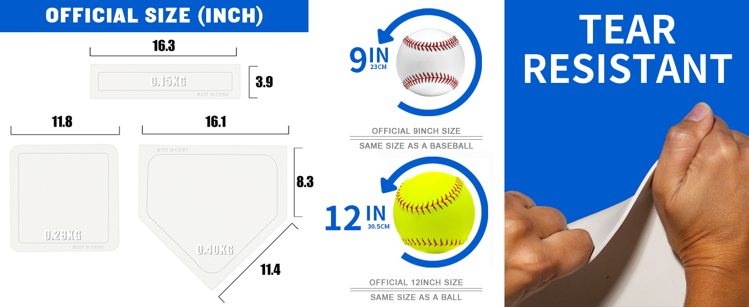 PRAOUTSAD Throw Down Rubber Baseball Bases 11" Plastic