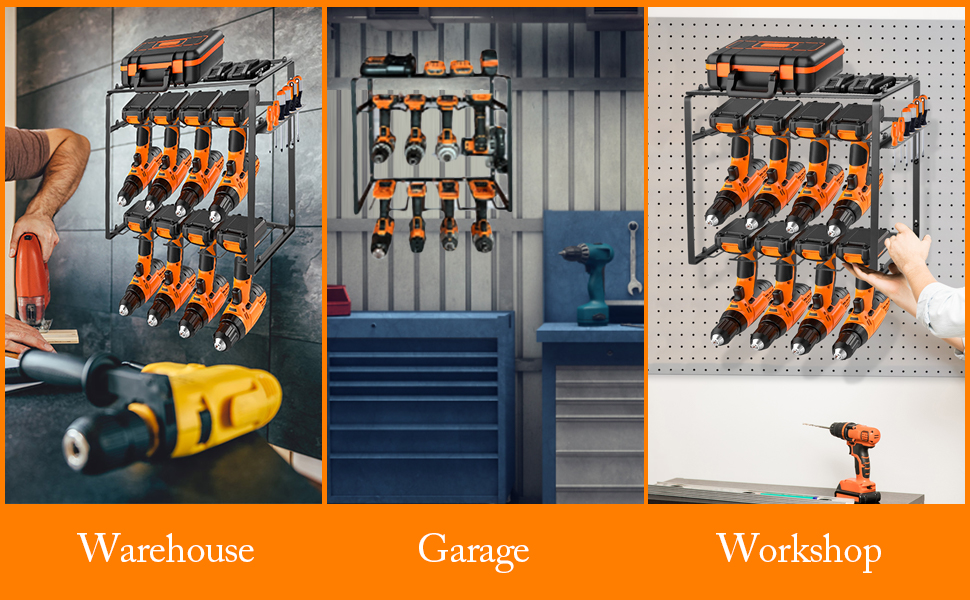 Power Tool Organizer, 8 Drill Slots Heavy Duty Drill Holder