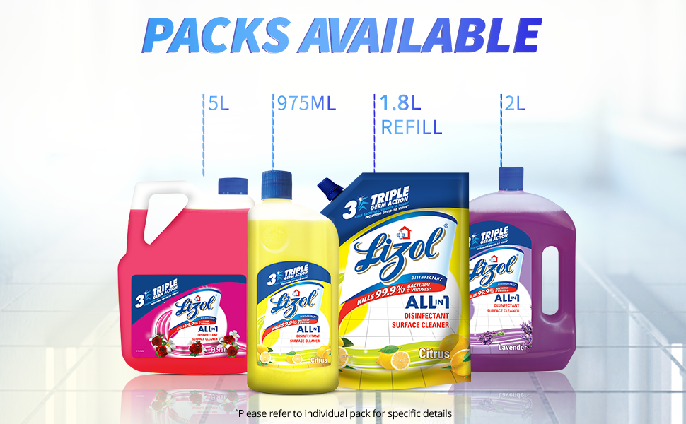 Lizol Disinfectant Surface & Floor Cleaner Liquid, Lavender 2 Litre