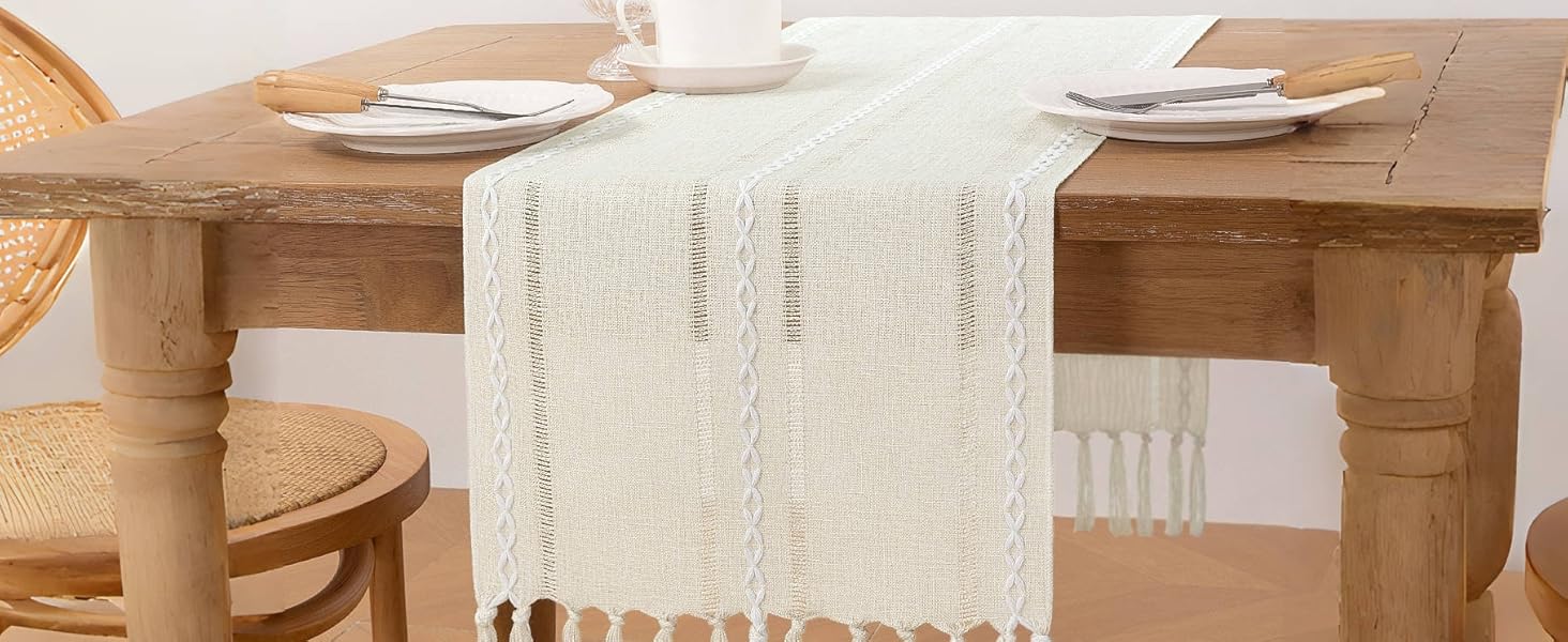 MLMW Fall Thanksgiving Table Runner Terracotta Cheesecloth