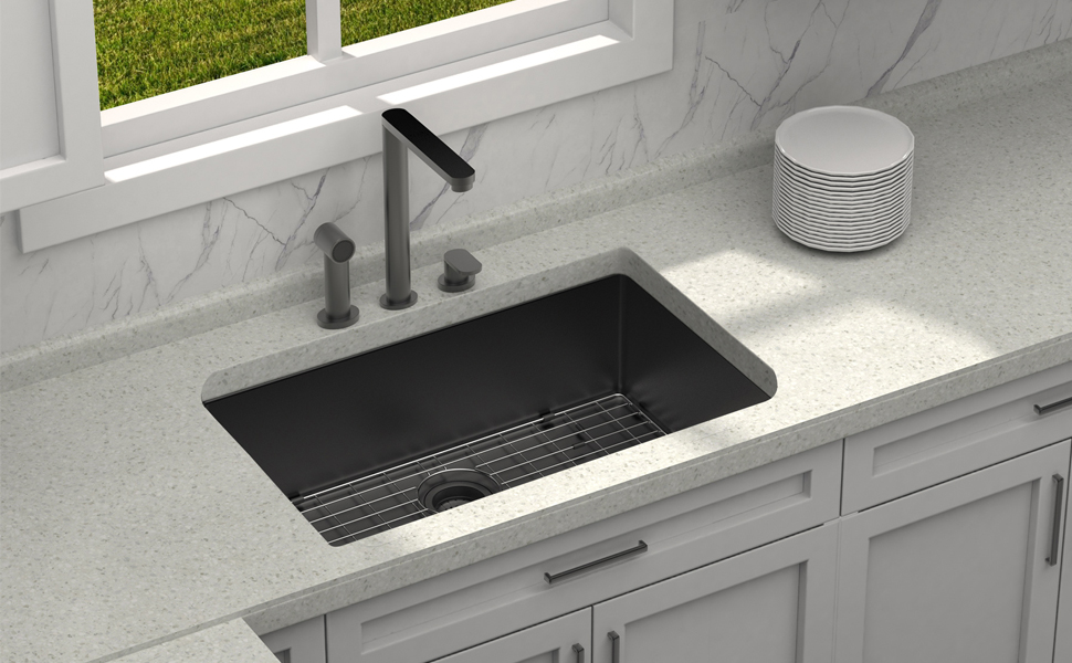 Bar Sink Undermount Denkee Gun Black 10x18 inch Wet Bar Prep Kitchen