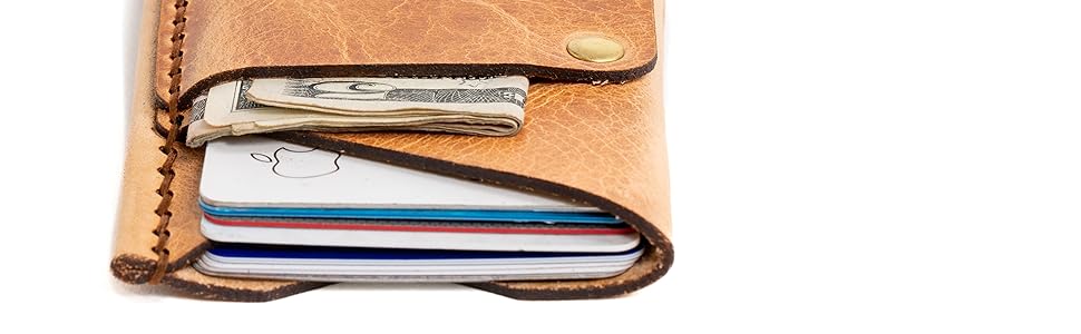 minimalist leather wallet light tan