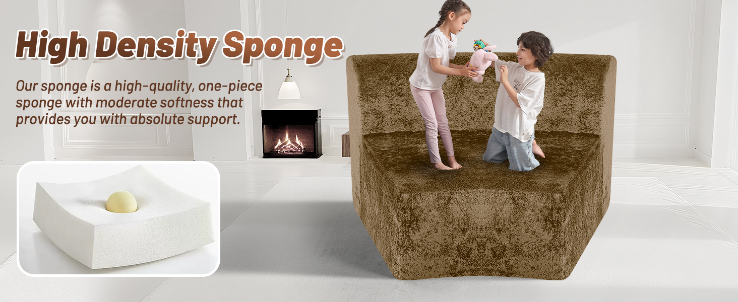 HABUTWAY Modular Sectional Sofa Memory Foam Filled Single Sofa Chair with Deep Seat, Modern Sofa Couches for Living Room Apartment Office, No Assembly Required, Brown 14 sectional curved sofa