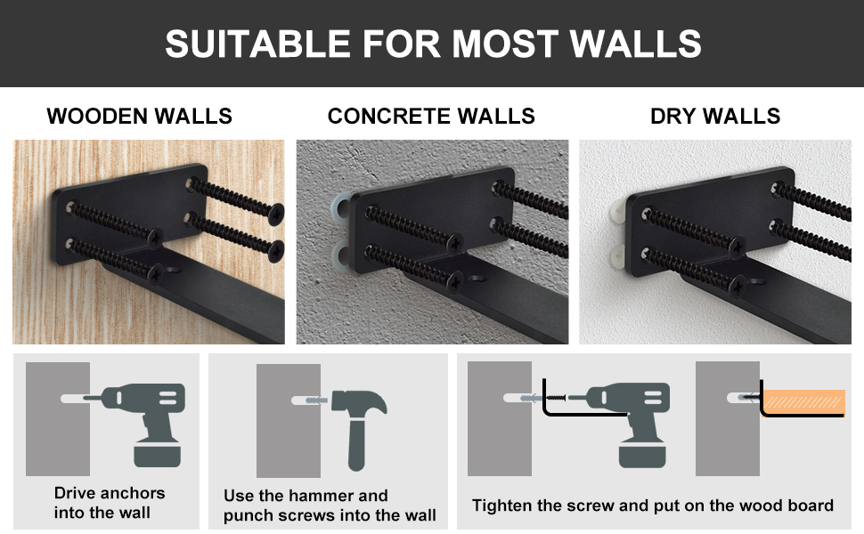 Floating Shelf Brackets5mm Thick Heavy Duty Black Metal L Bracket