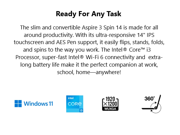 Acer Aspire 3 Spin 14; Tablet laptop; Acer Aspire 3; Convertible laptop; Portable Tablet