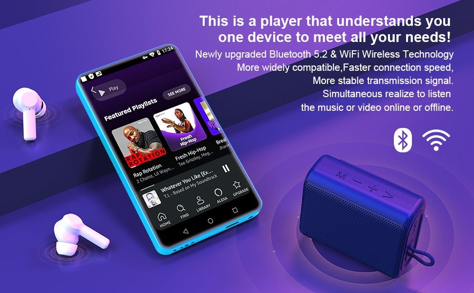 MYMAHDI 5" 144GB MP3 Player with Bluetooth and WiFi, HiFi MP4 Player with Camera and