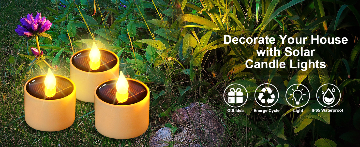 Solar Tea Lights Outdoor Waterproof 6 Pack Flameless