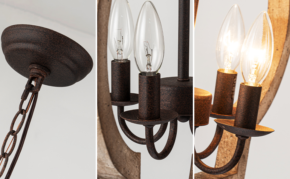 22" Modern Farmhouse Chandelier for Dining Room,Orb Wood Kitchen