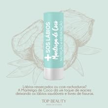 SOS LÁBIOS MANTEIGA DE COCO 3, 5GR TOP BEAUTY, Top Beauty