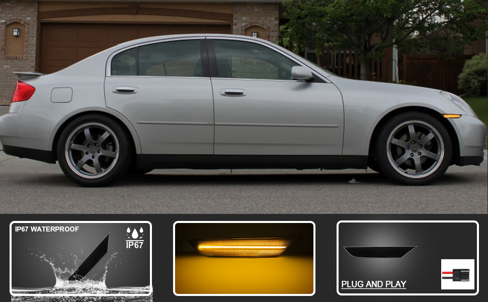 Aexploer Side Marker Lights LED Compatible with G35 Sedan