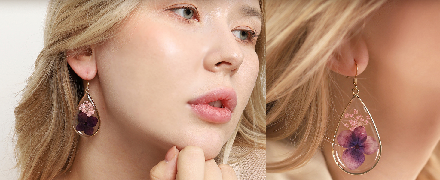 100% Natural Dried Flowers Earrings