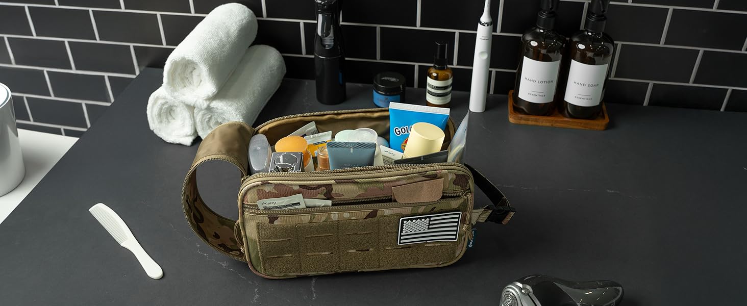 pavilia tactical toiletry bag men hygiene travel military dopp kit molle organizer case