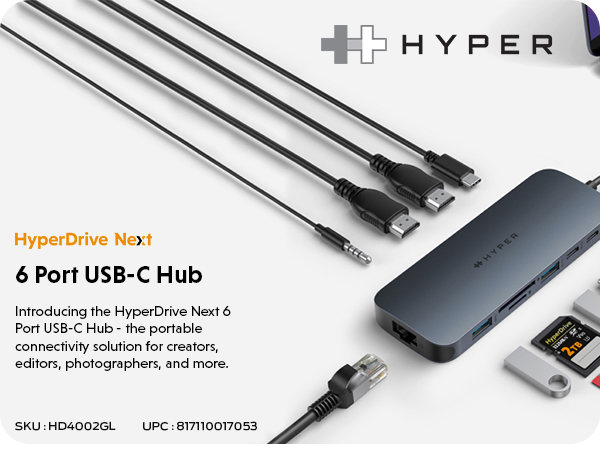 USBグリーン1 Amazon.com: HyperDrive Next 6 Port USB C Hub for Mac, PC