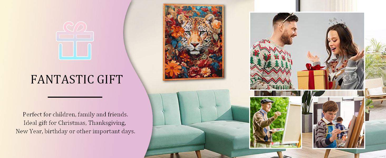 Axquilon Paint by Numbers Kit for Adults BeginnerLeopard