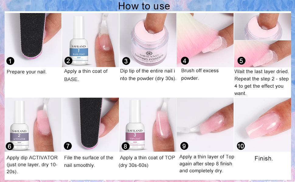 Saviland Dipping Powder Liquid Set 15ml Dip Powder Base