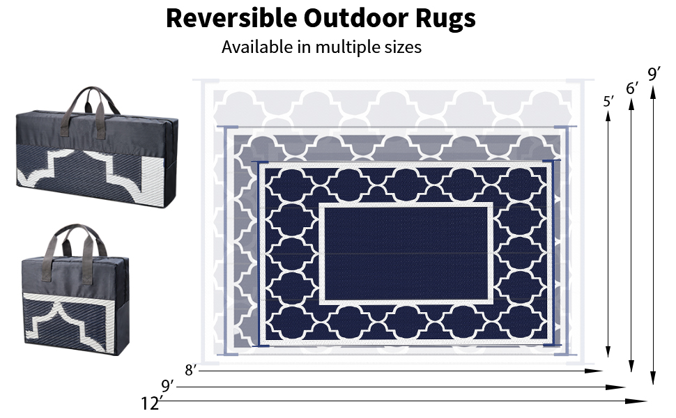GENIMO 9'x18' Outdoor Rug for Patio,Reversible Plastic