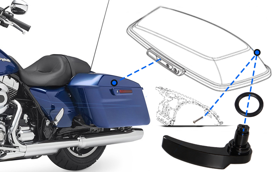 GSTP Black Motorcycle Saddlebag Latch Kit Saddle Bag Lifter