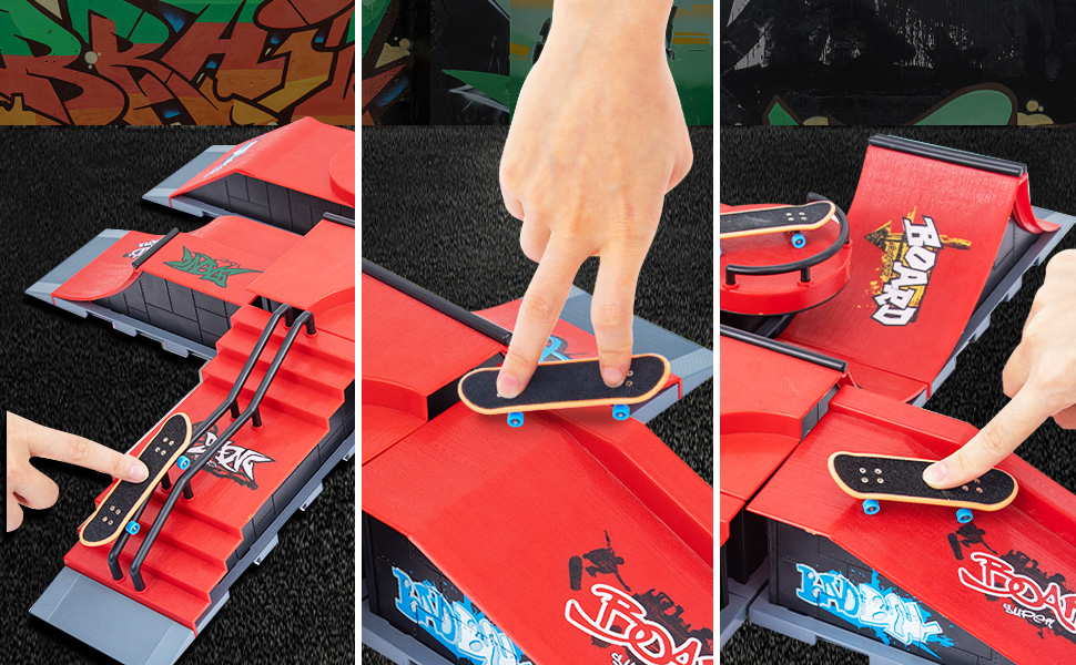 Gr8ware Skateboard Ramp 6in1, Fingerboard Half Pipe Ramp, Mini