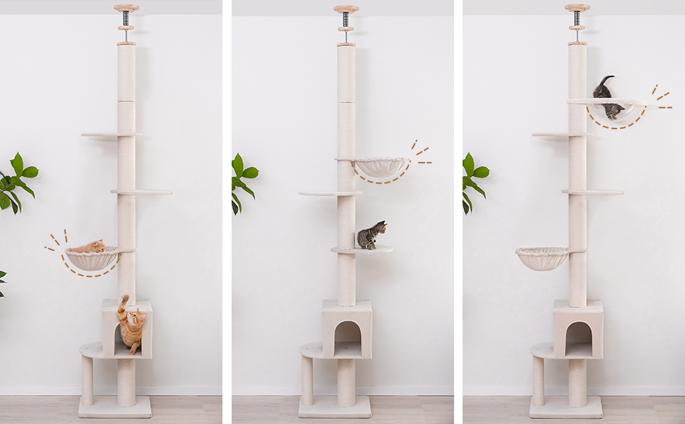 Amazon | lifesia 木登りタワー 木製 キャットタワー 突っ張り