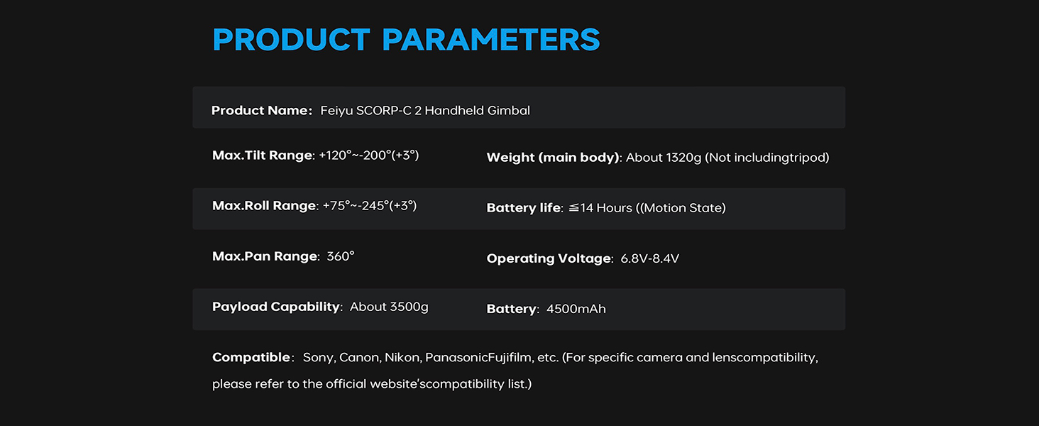 SCORP-C2 Gimbal, Built-in AI Tracking, Native Vertical Shooting