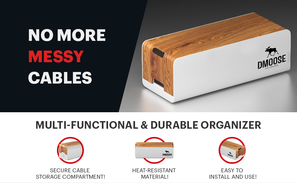 DMoose Large Cable Management Box Cord Organizer Box to