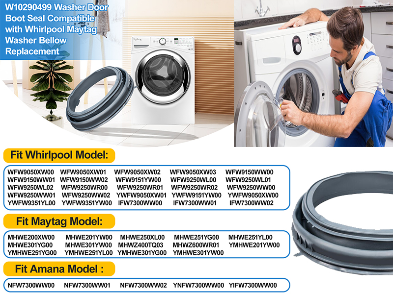 Updated W10290499 WPW10381562 Washer Door Boot Seal
