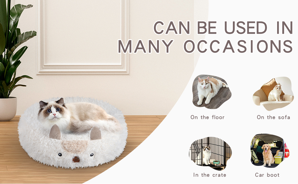 BVAGSS Calming Dog Bed for Small Medium Dogs,Alpaca Design