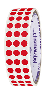 red removable dots, stickers, sticky, labels, roll