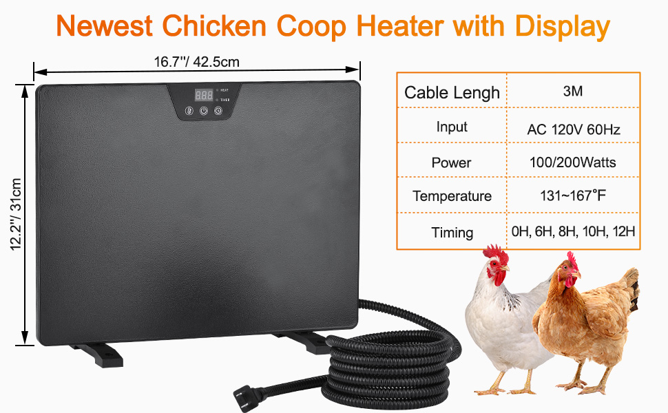 Kesfitt Chicken Coop Heater,Radiant Heat Chicken Heater