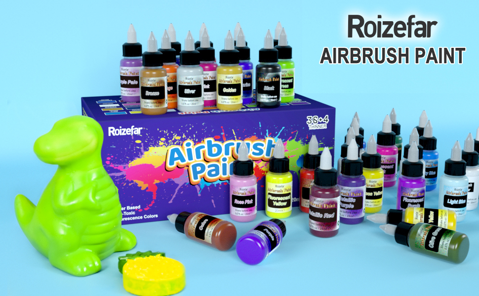 Roizefar Airbrush Paint, Airbrush Paint Kit 36 Acrylic Paints + 4