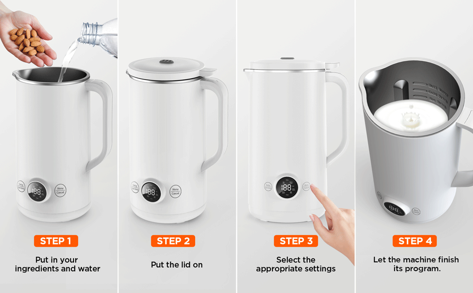 Nut Milk Maker Machine 20oz, Smart Automatic Cold and Hot Dairy Free