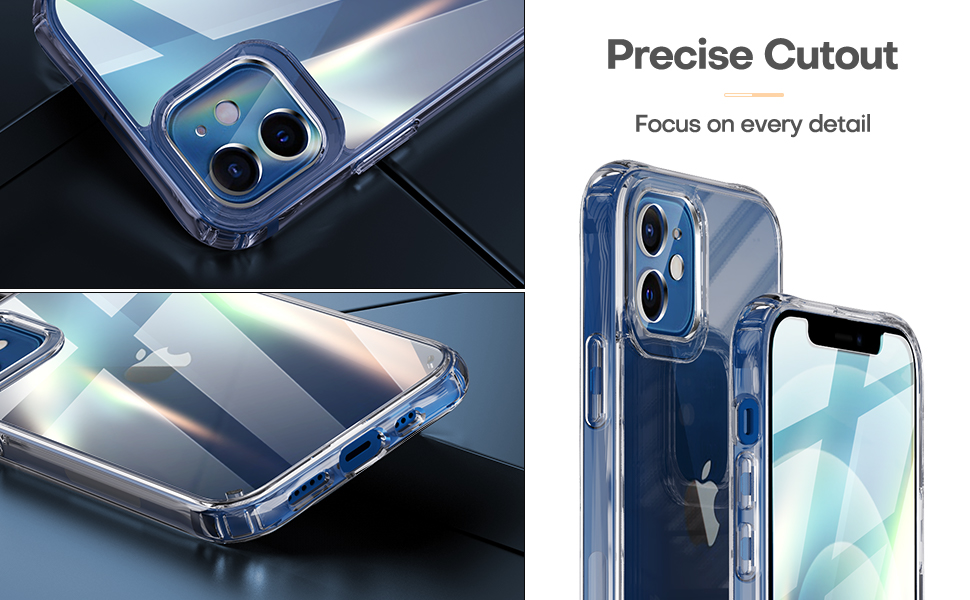 TOCOL 3 in 1 Compatible for iPhone 12 Case with 2 Pack Tempered Glass