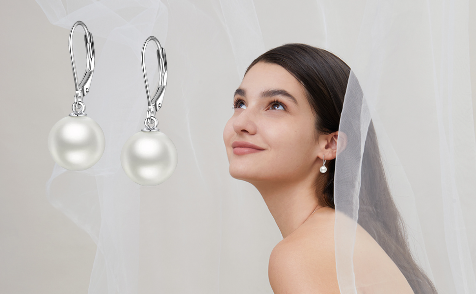 pearl leverback earrings