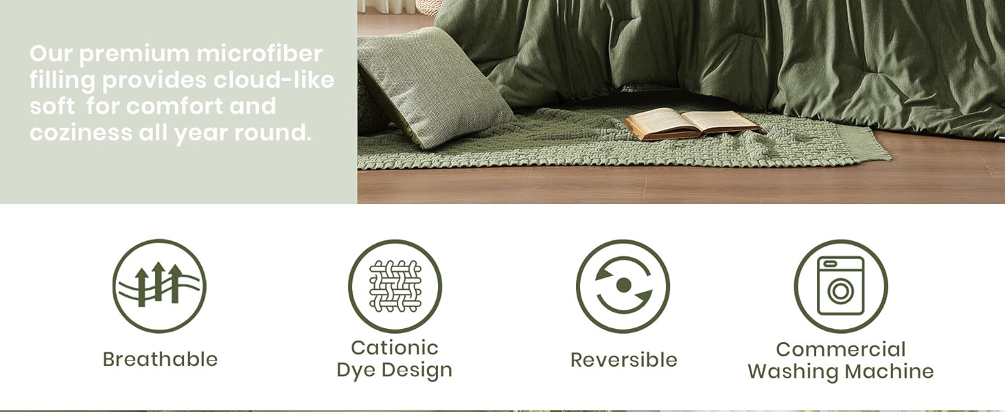 Monbix Queen Comforter Sets,Full Bedding Set 7 Piece, All Seasons Comforters,Fluffy Bed Set