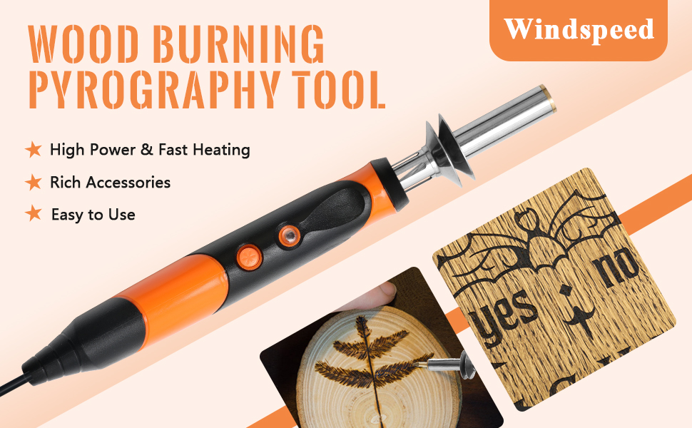 Windspeed Wood Burning Kit, Wood Burning Pen Tool with 1 Pyrography Pen