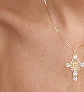 TLY Gold Necklace for Women 14k Gold Plated Non Tarnish Dainty Gemstone Crystal Oval Pendant Neck...
