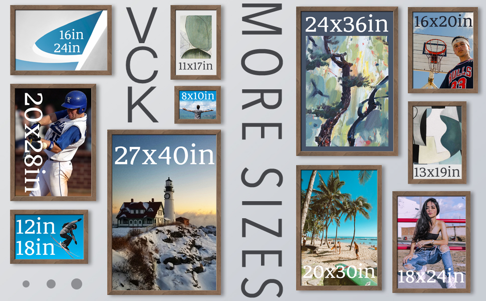 VCK 16x24 Poster Frame 3 Pack Brown Walnut, Natural