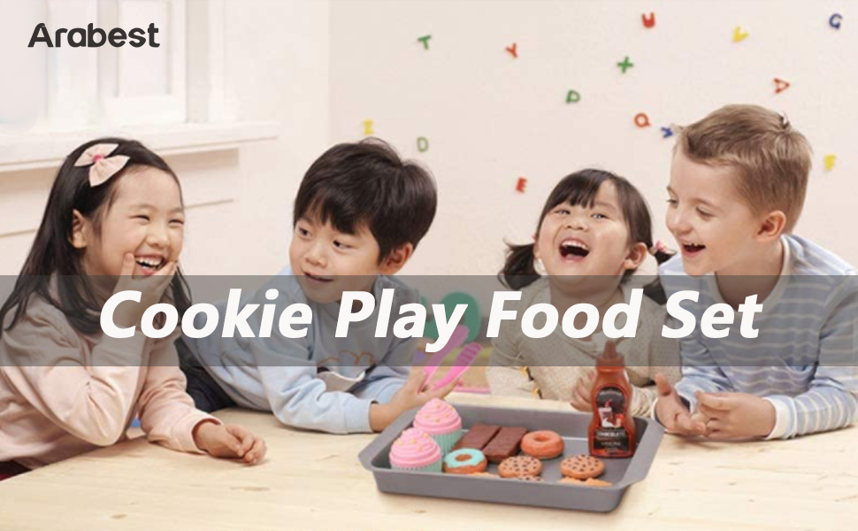 Arabest Cookie Play Food Set Play Food for Kids Kitchen, Toy Food