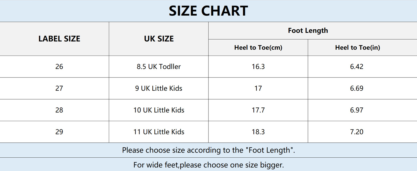 SIZE CHART