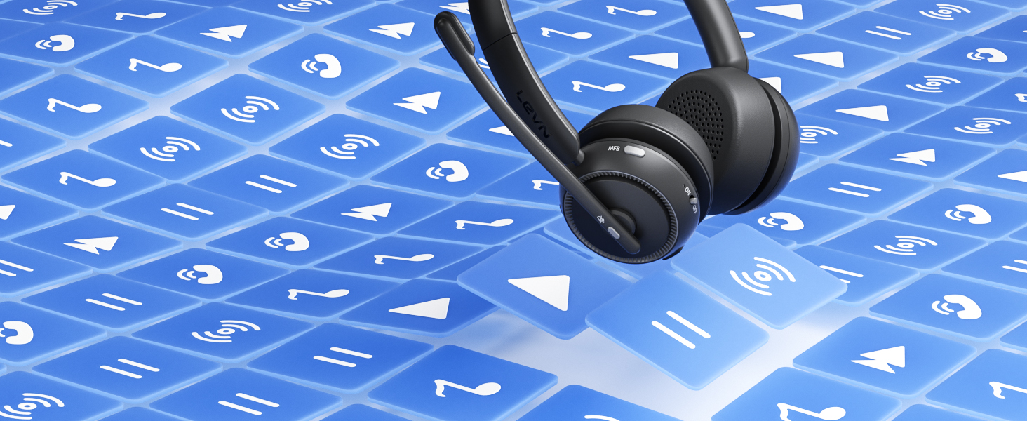 LEVN Wireless Headset with Mic for Work,Bluetooth Headset